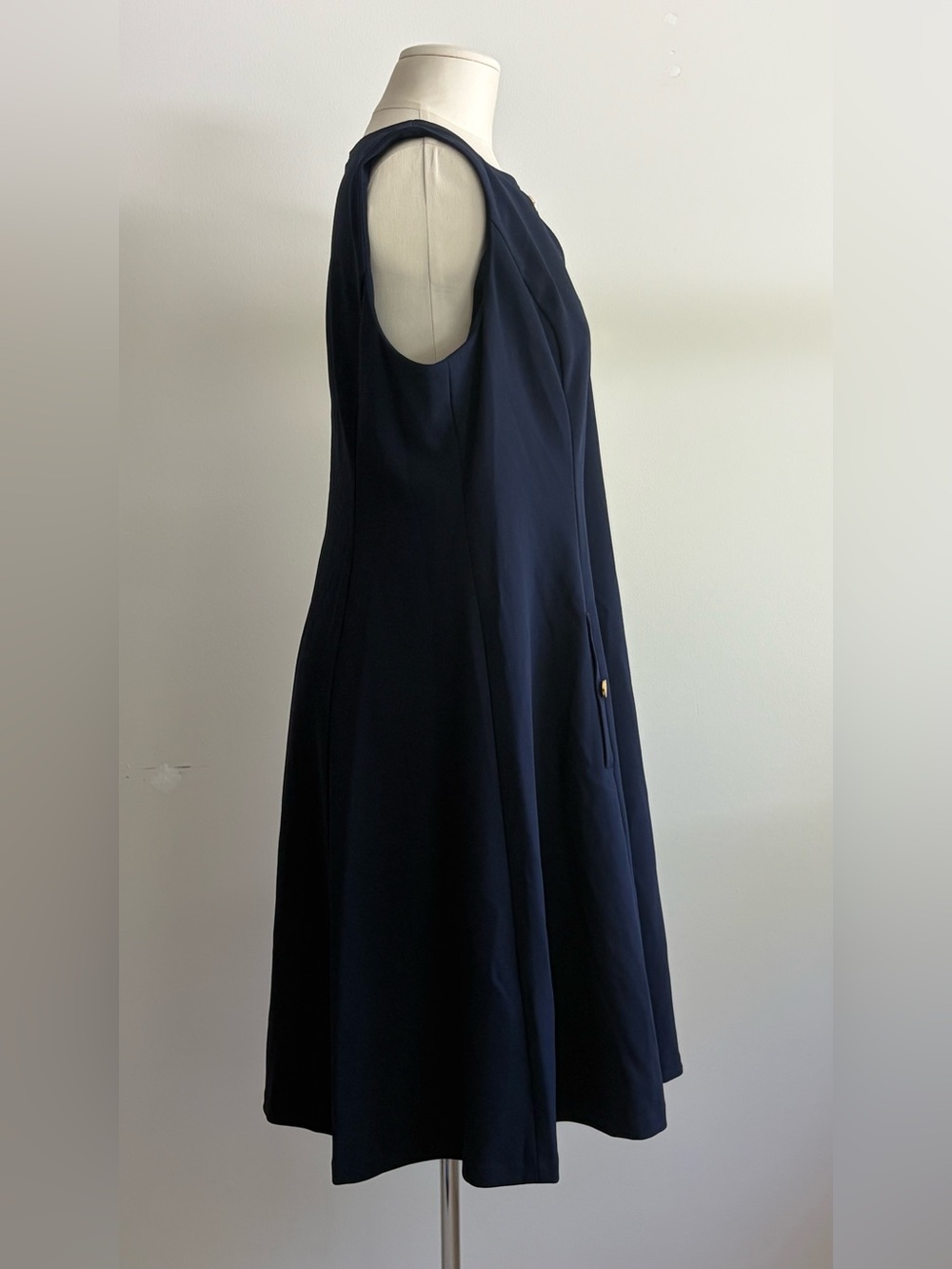 Chaps Navy Sleeveless Mini Dress with Gold Accents - Picture 7 of 14